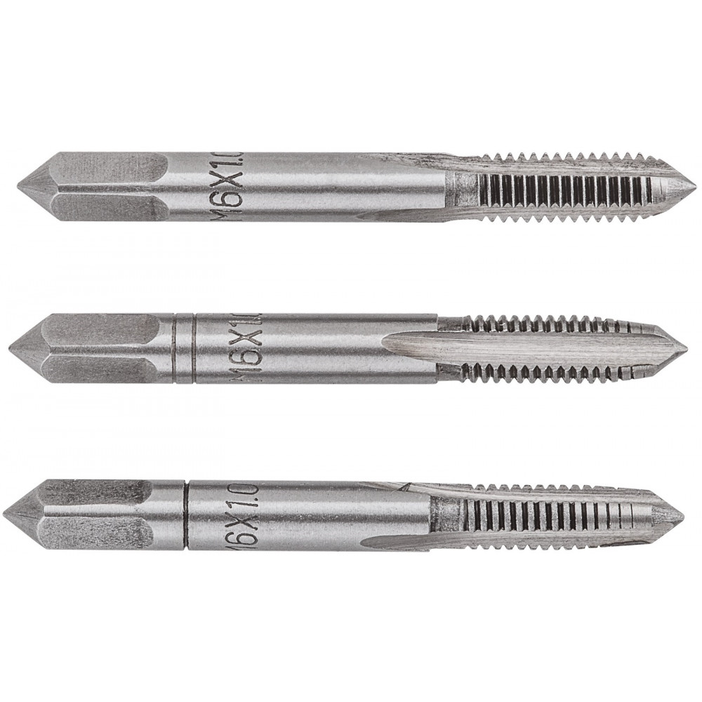 Мітчики TOPEX, 3шт, М6, крок різьблення 1мм, 49мм, вольфрамова сталь, футляр