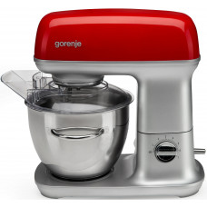Кухонна машина Gorenje 1000Вт, чаша-метал, корпус-метал, насадок-7, сріблясто-червоний