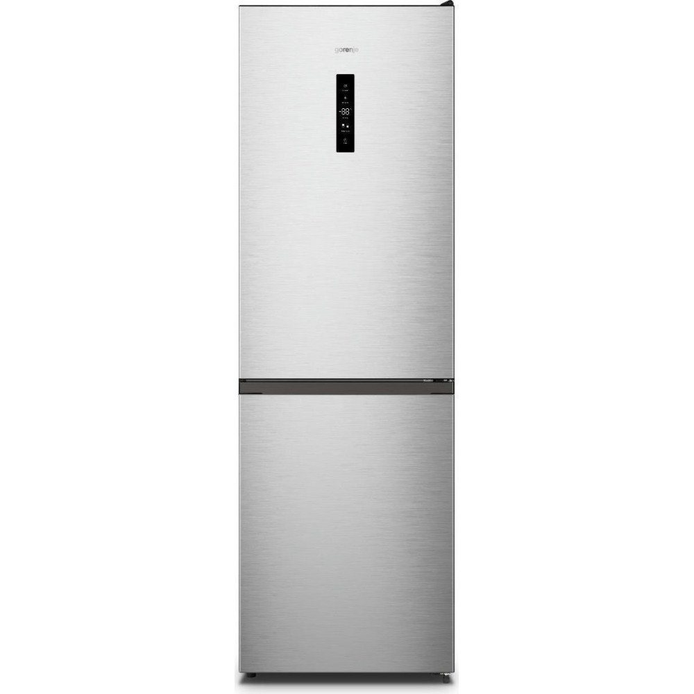 Холодильник Gorenje з нижн. мороз. камерою, 185х60х60см, 2 дв., Х- 207л, М- 93л, A++, NoFrost Plus, Fresh zone, Зовн. Диспл, сірий