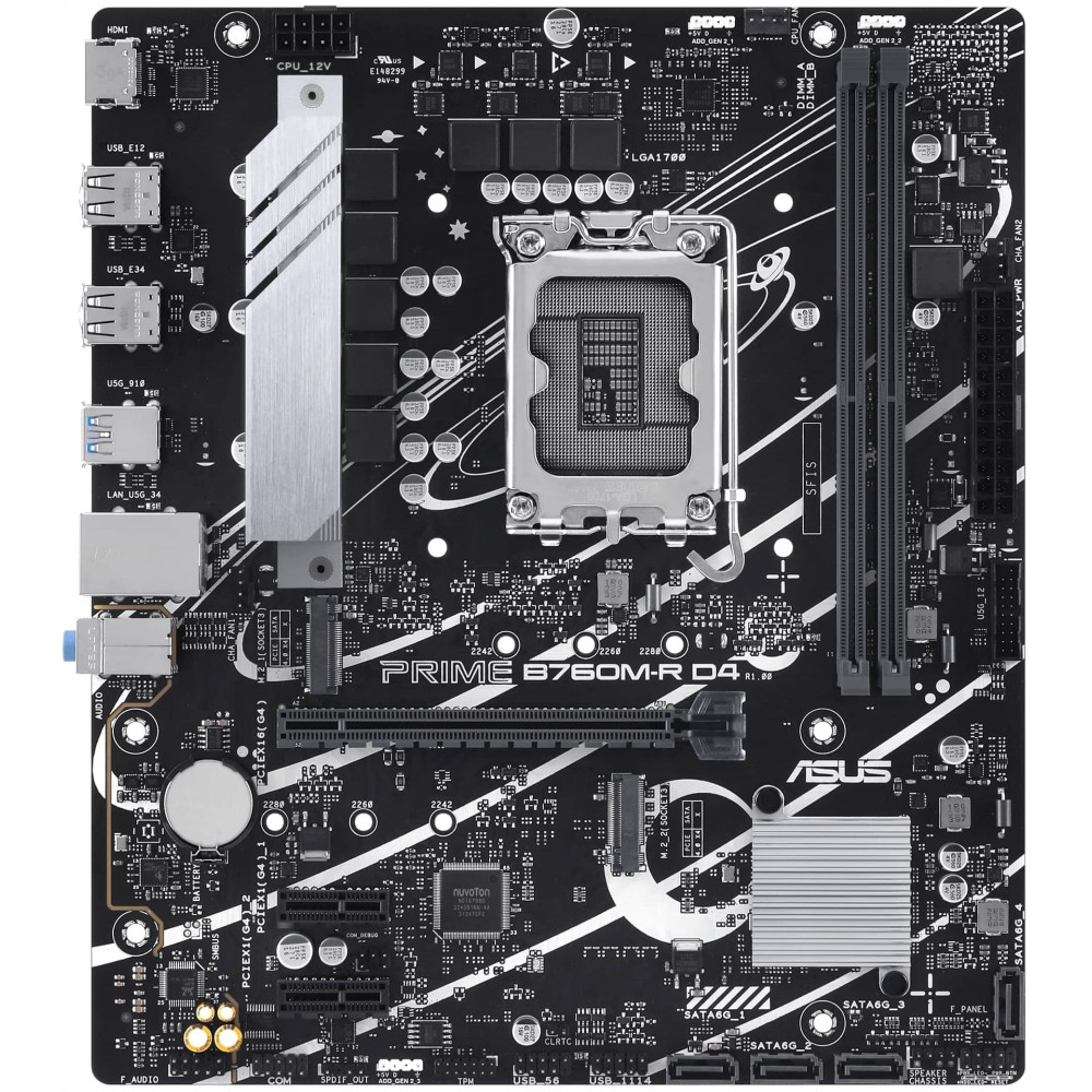 Материнcька плата ASUS PRIME B760M-R D4 s1700 B760 2xDDR4 M.2 HDMI mATX