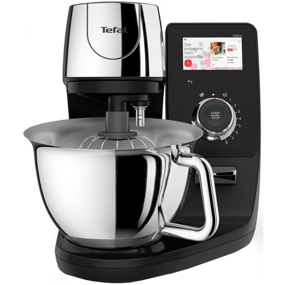 Кухонна машина Tefal I-Coach Touch, 1200Вт, чаша-метал, корпус-метал+пластик, дисплей, насадок-3, підкл. до смартфону, чорний