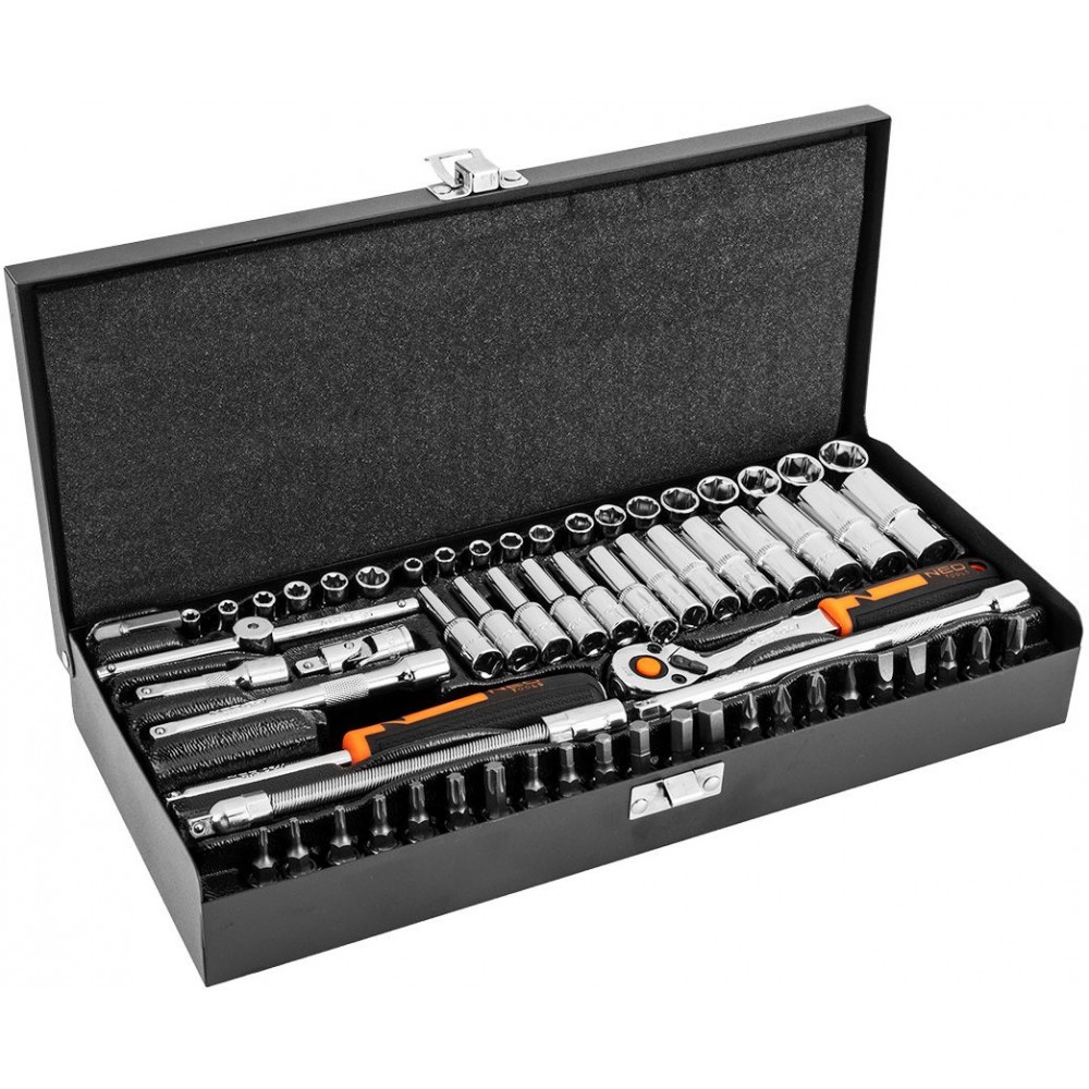 Набір інструментів Neo Tools, набір торцевих головок, 63шт, 1/4