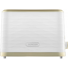 Тостер Sencor 930Вт, підігрів, розморожування, підсвічування, пластик, біло-золотий