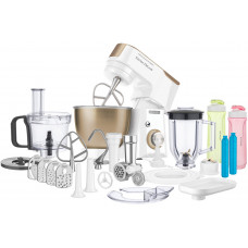 Кухонна машина Sencor 1000Вт, чаша-метал, корпус-пластик, насадок-15, біло-золотий