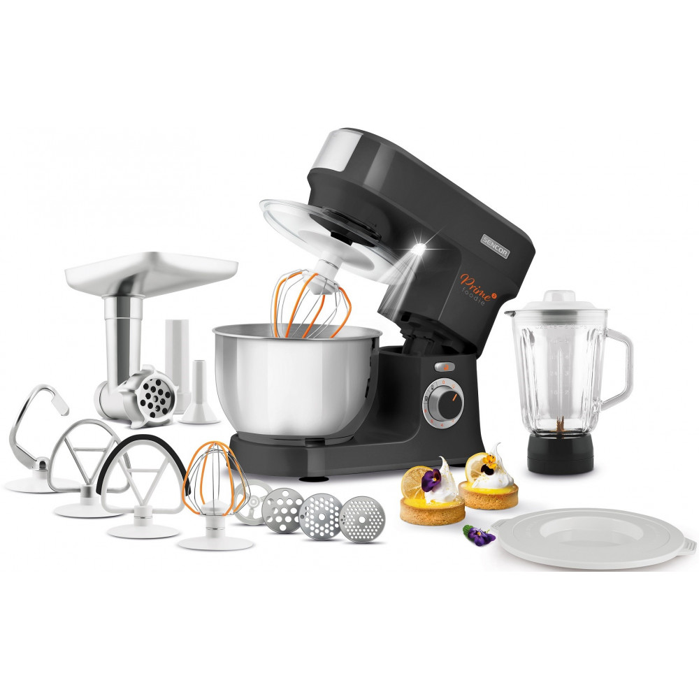 Кухонна машина Sencor 1000Вт, чаша-метал, корпус-пластик, насадок-12, чорний