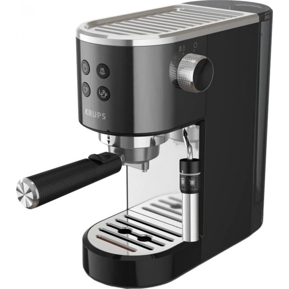 Кавоварка Krups ріжкова Virtuoso + 1л, мелена, ручний капучинатор, 15 бар, чорний