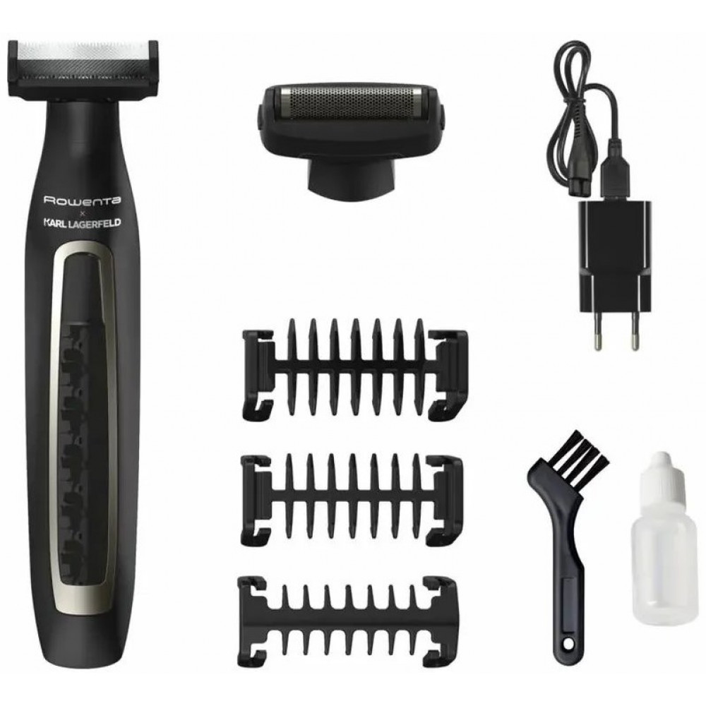 Тример Rowenta & Karl Lagerfeld Forever Sharp, для бороди, вусів, акум., роторний мотор, насадок-4, титан.напил., чорний