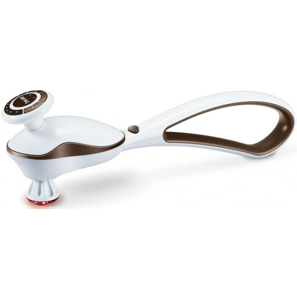 Масажер Beurer для тіла, літій-іонний акум., 120 хв роботи, 5 режимів, 4 насадки, біло-коричневий