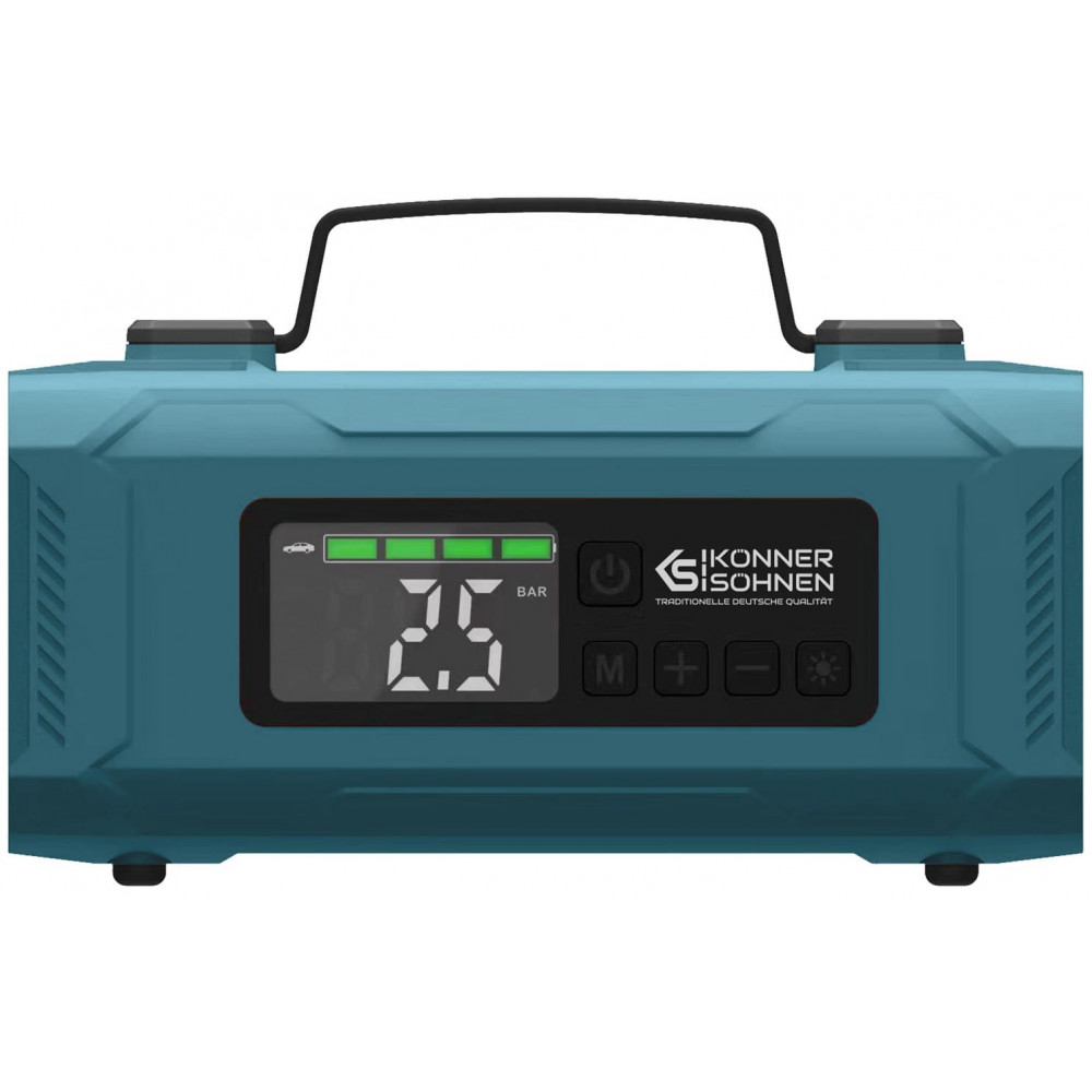 Пуско-зарядний пристрій портативний акумуляторний Konner&Sohnen KS JSP-2000 з компресором, 15В, 14800мА·год, струм 800А/пік 2000А, USB, 22л/хв, 1.6кг