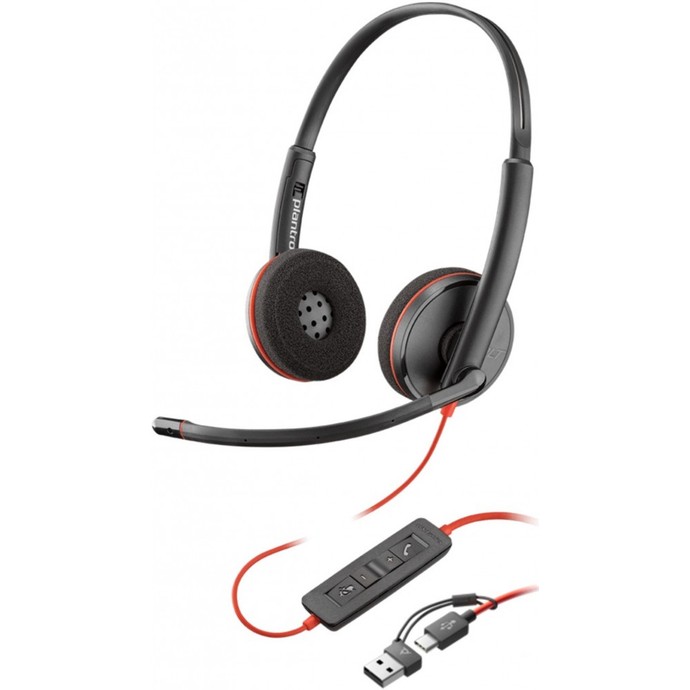 Гарнітура комп'ютерна стерео On-ear Poly Blackwire 3220, USB-A, USB-C, всеспрямований, чорний