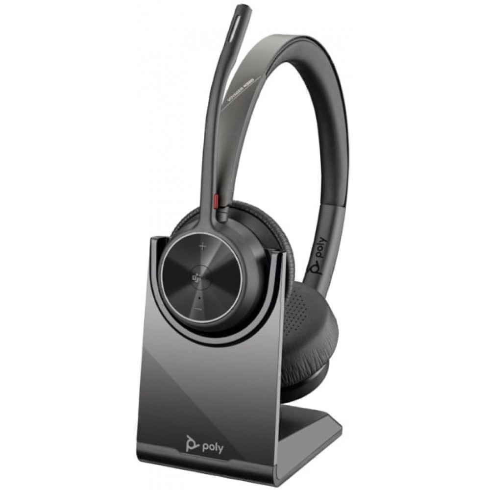 Гарнітура комп'ютерна стерео On-ear Poly Voyager 4320-M BT700 + charge stand, USB-A, Bluetooth, всеспрямований, Acoustic fence, Microsoft Teams, чорний