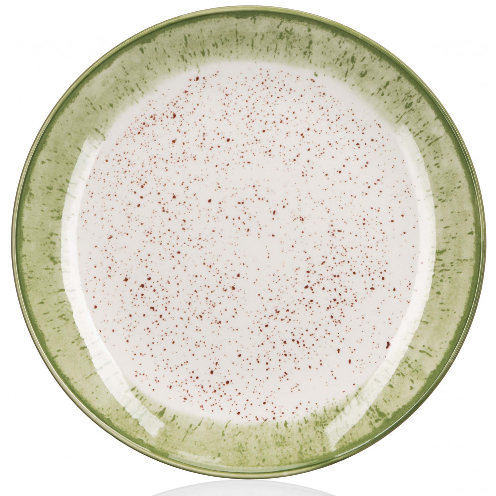 Тарілка десертна Ardesto Siena, 19см, порцеляна, біло-зелений