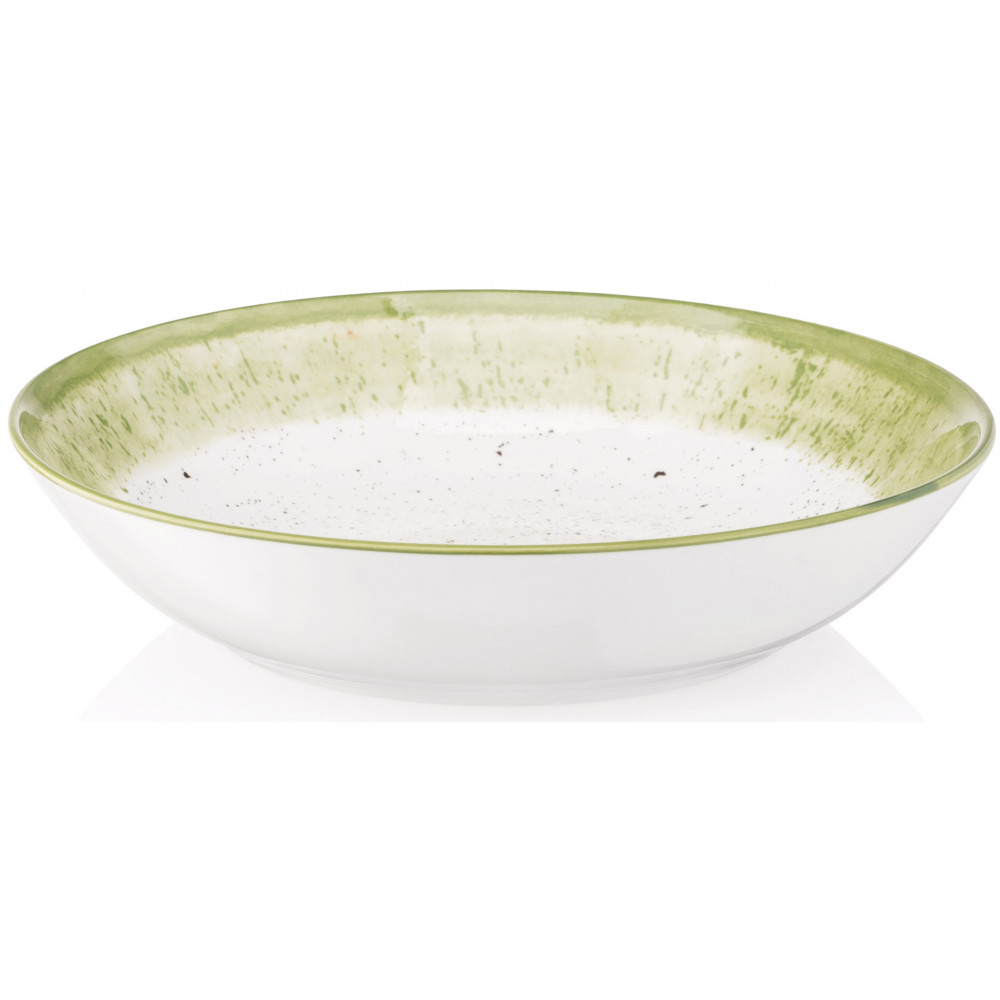Тарілка супова Ardesto Siena, 20см, порцеляна, біло-зелений