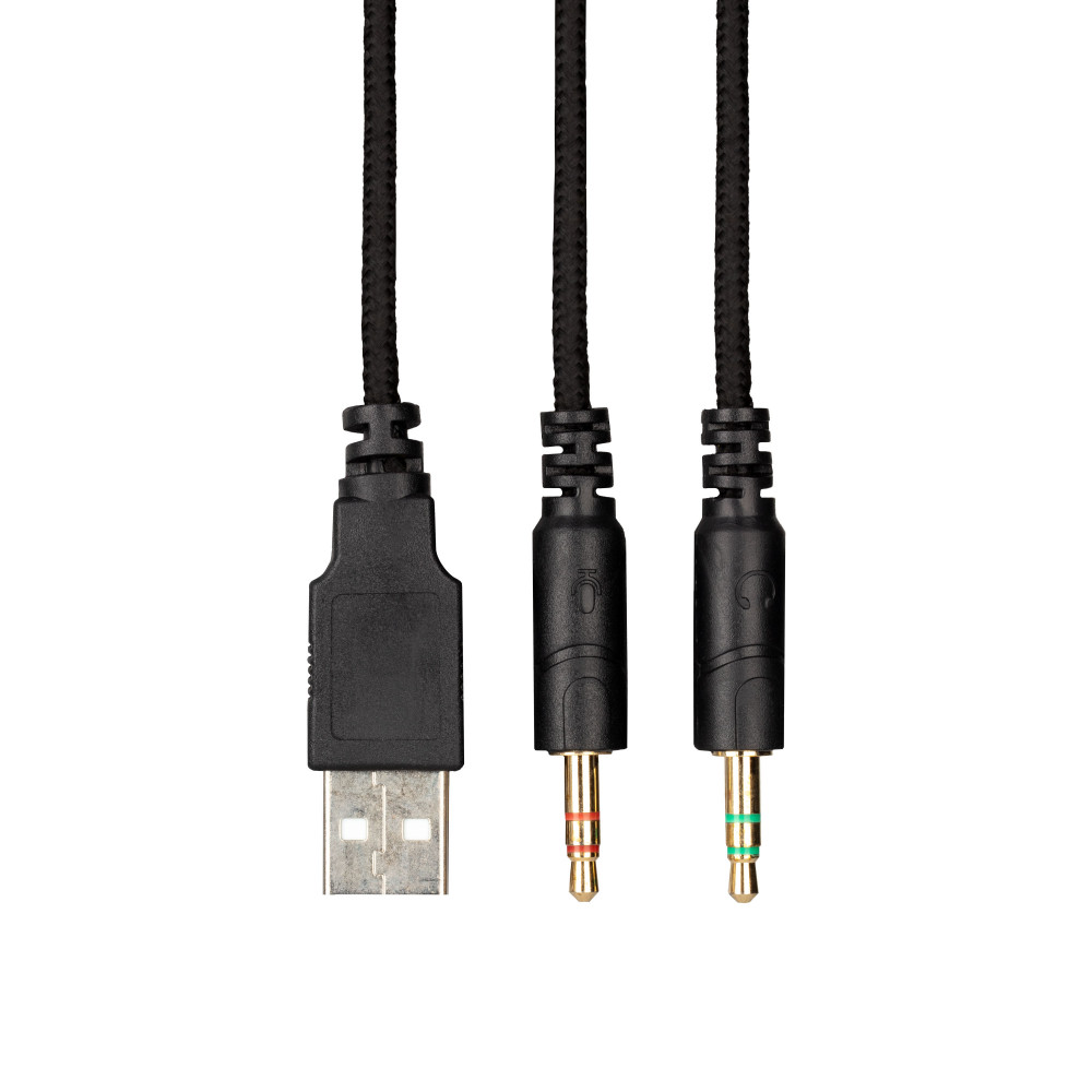Гарнітура ігрова 2E GAMING HG340, mini-jack/dual 3.5мм, RGB, 2м, чорний