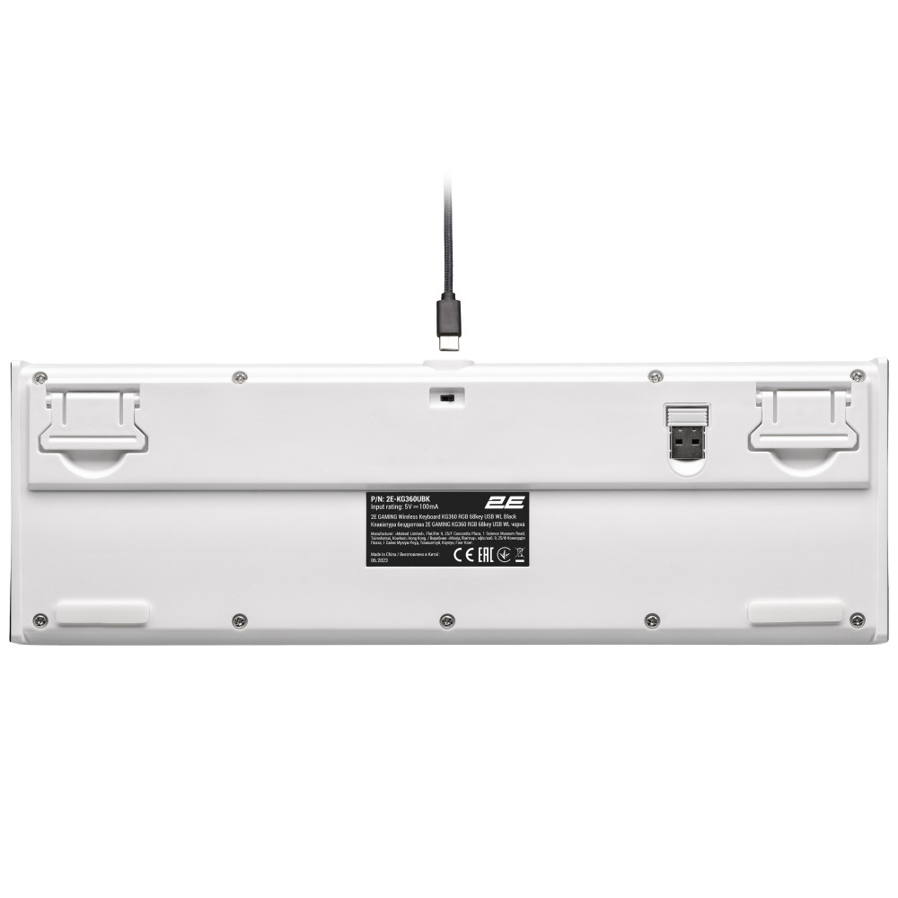 Клавіатура мембранна 2E GAMING KG360 68key, USB-A/WL, EN/UA/RU, RGB, чорний