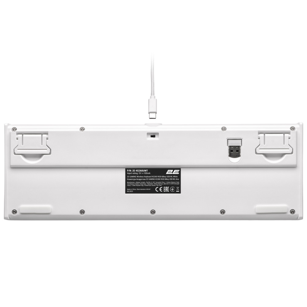 Клавіатура мембранна 2E GAMING KG360 68key, USB-A/WL, EN/UA/RU, RGB, білий