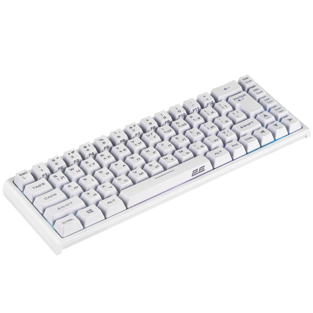 Клавіатура мембранна 2E GAMING KG360 68key, USB-A/WL, EN/UA/RU, RGB, білий