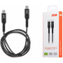 Кабель USB-C > USB-C заряджання/синхронізації 2E 1м, 240Вт Type-C, плетений, чорний