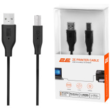 Кабель USB-A > USB-B (AM/BM) синхронізації 2E 1.8м, чорний