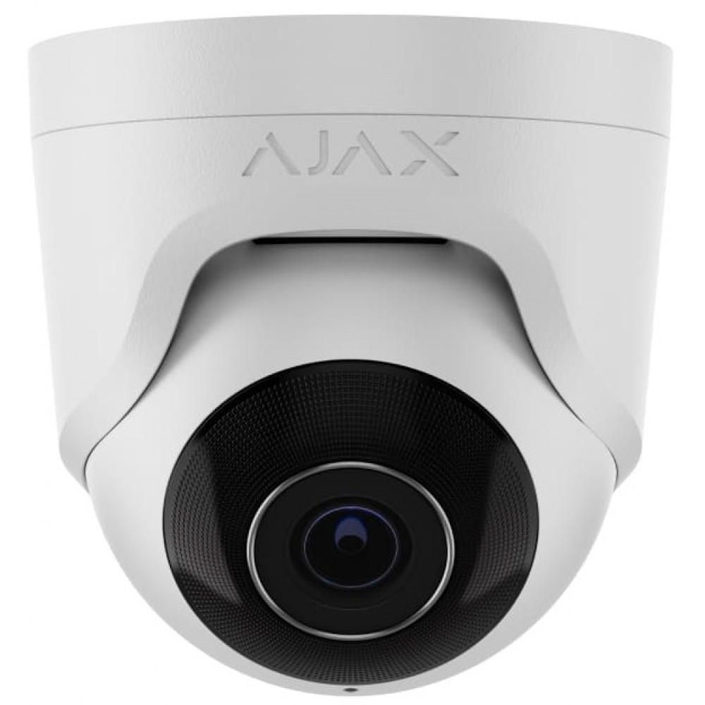 IP-Камера дротова Ajax TurretCam, 8мп, 4мм, Poe, True WDR, IP 65, ІЧ 35м, аудіо, кут огляду 75°до 85°, купольна, біла