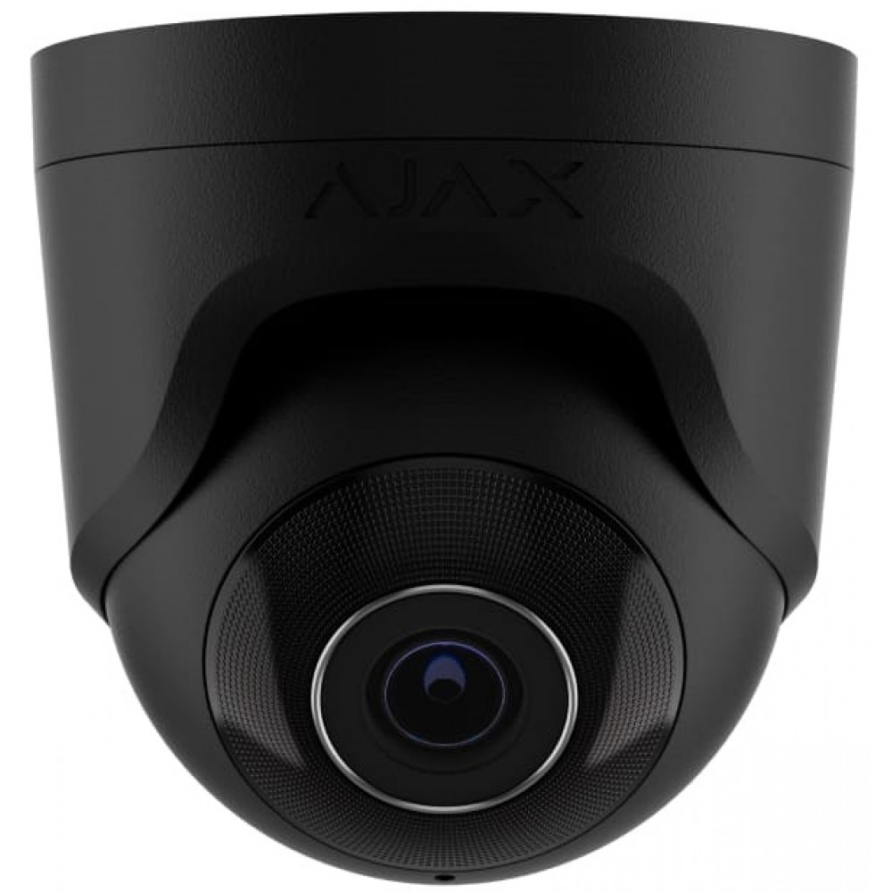 IP-Камера дротова Ajax TurretCam, 8мп, 2.8мм, Poe, True WDR, IP 65, ІЧ 35м, аудіо, кут огляду 100° до 110°, купольна, чорна