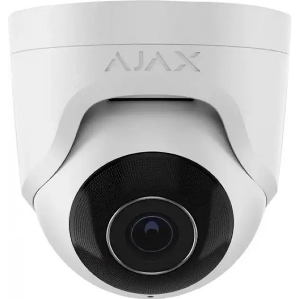 IP-Камера дротова Ajax TurretCam, 8мп, 2.8мм, Poe, True WDR, IP 65, ІЧ 35м, аудіо, кут огляду 100° до 110°, купольна, біла