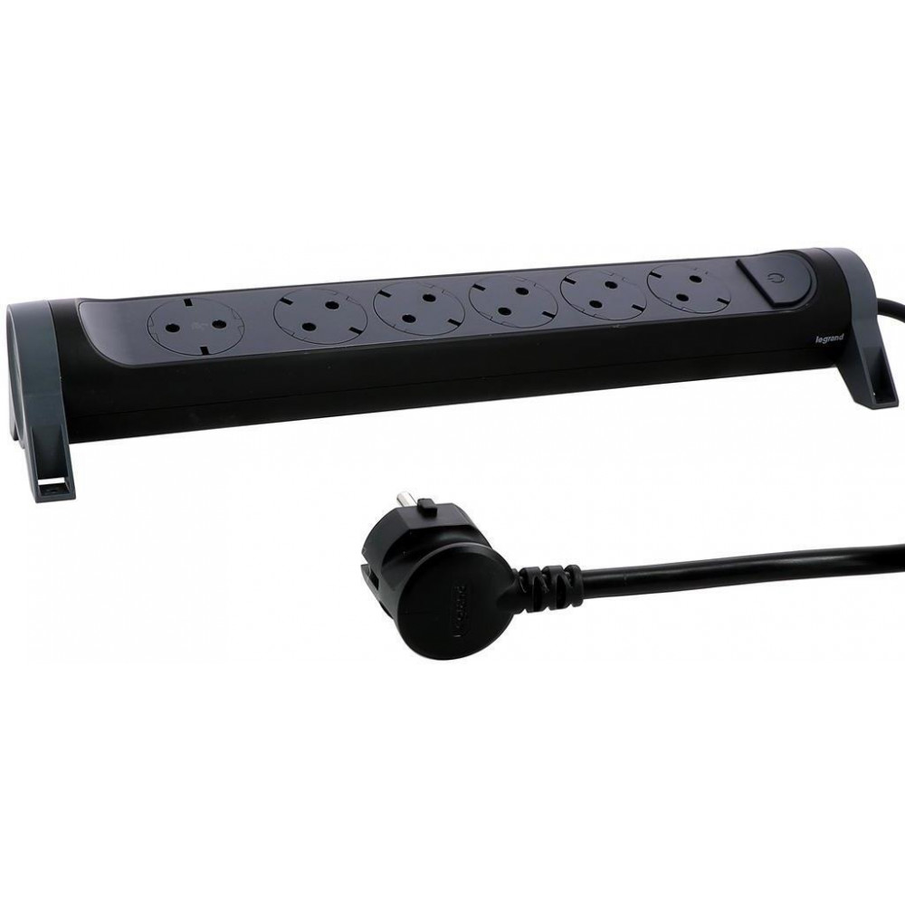 Подовжувач Legrand преміум, поворотний, 6хSchuko, 16А, 3м, чорний