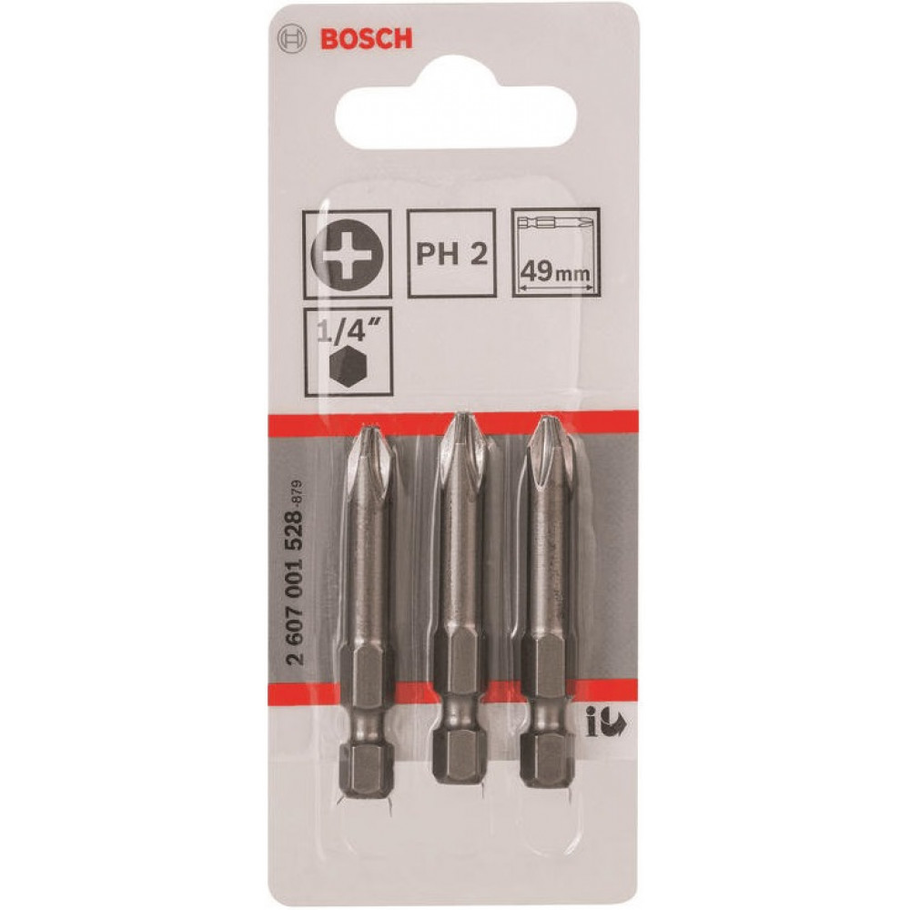 Біти Bosch Professional Extra-Hart PH2, 49мм, 3шт