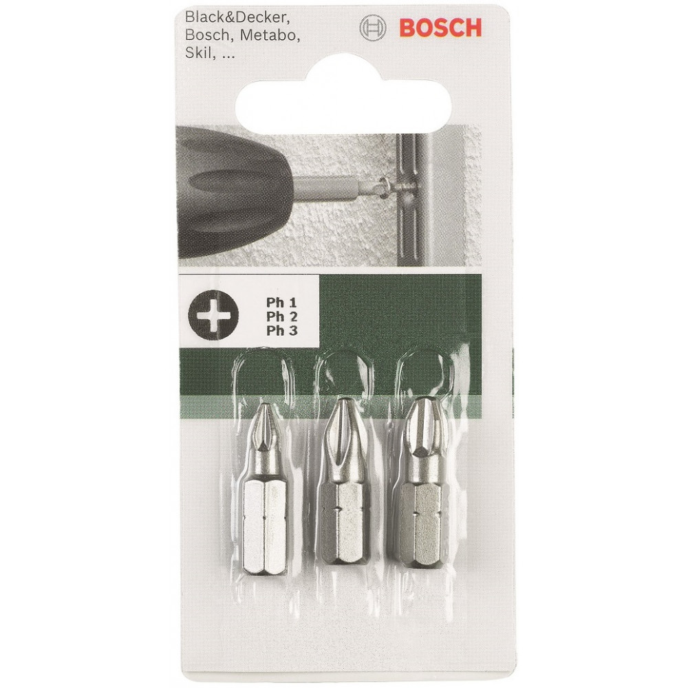 Біти Bosch набір: PH1, PH2, PH3, 25мм
