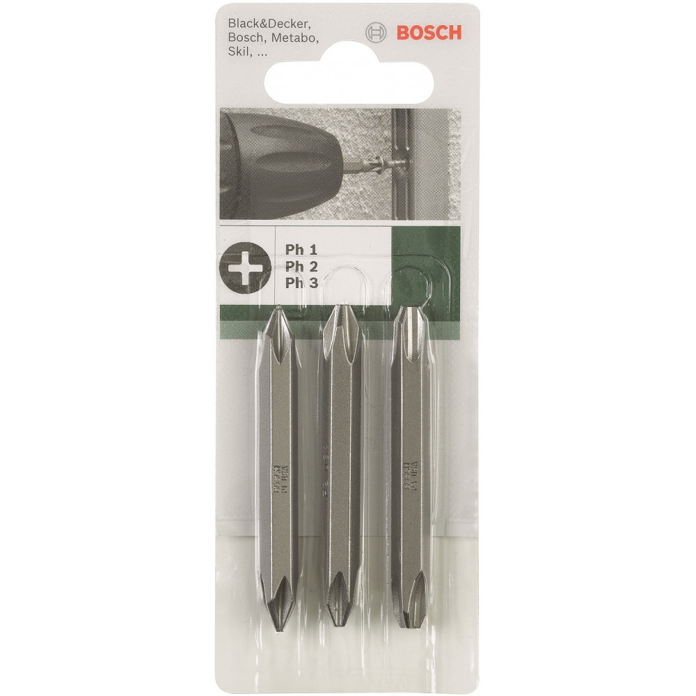 Біти двосторонні Bosch PH/PH 1/2/3, 60мм, 3шт
