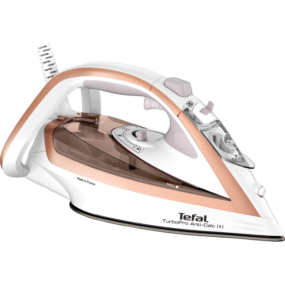 Праска Tefal TurboPro Anti-Calc, 3000Вт, 300мл, паровий удар -270гр, постійна пара - 50гр, керам. підошва, біло-бежевий