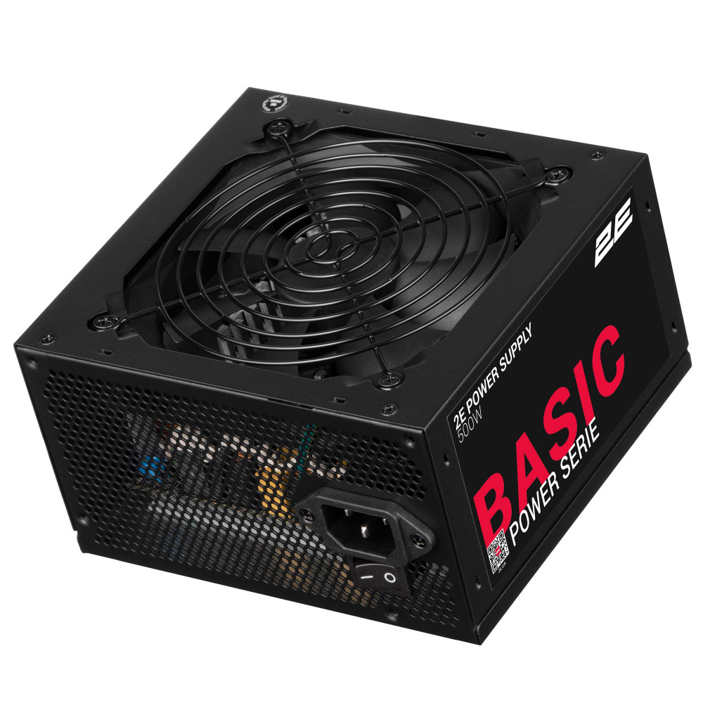 Блок живлення 2E Basic Power  (500W), 80%, 120мм, 1xMB 24pin(20+4), 1xCPU 8pin(4+4), 3xMolex, 4xSATA, 2xPCIe 8pin(6+2)