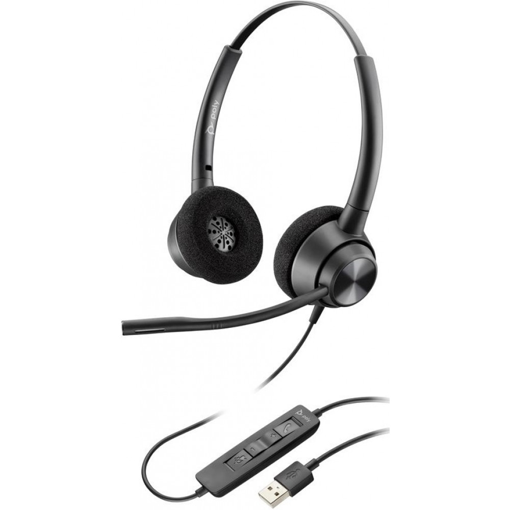 Гарнітура комп'ютерна стерео On-ear Poly EncorePro 320, USB-A, всеспрямований, чорний