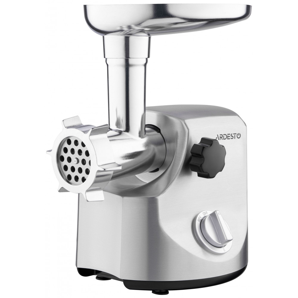 М'ясорубка Ardesto, 3000Вт, продук.-2.6кг/хв, 4 решітки + для ковб., кеббе, 3 терки, метал, сріблястий