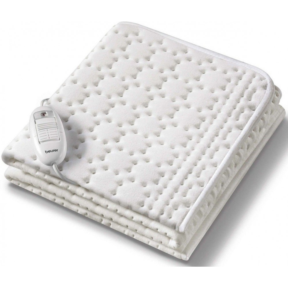 Електропростирадло Beurer, від мережі, 130х75см, 50Вт, 3 режими, бавовна, фліс, білий