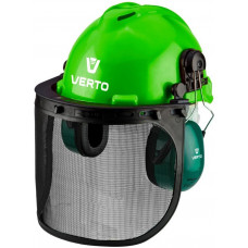Каска захисна Verto, 3в1, каска, щиток для обличчя, навушники, зелений