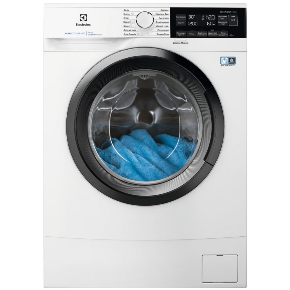 Пральна машина Electrolux фронтальна, 6кг, 1200, A+++, 41см, дисплей, інвертор, білий