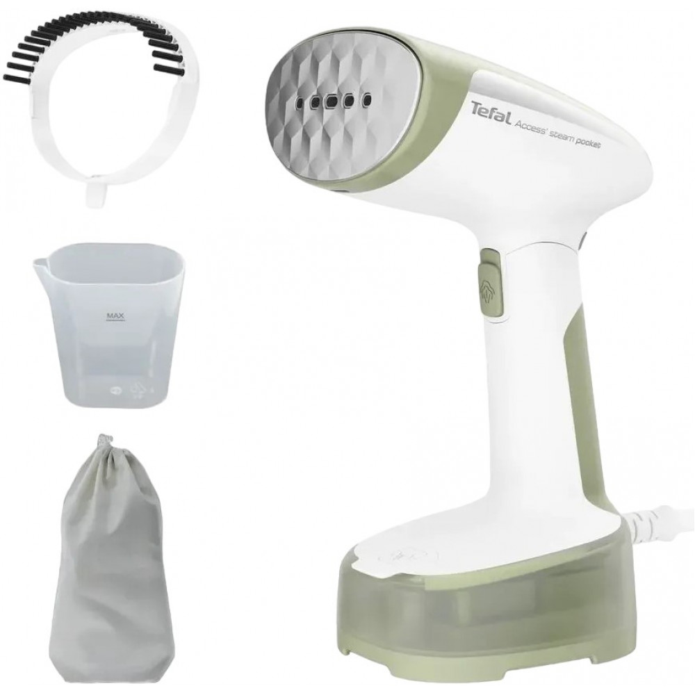 Відпарювач Tefal компактний Access Steam Pocket, 1300Вт, 120мл, постійна пара - 25гр, біло-зелений