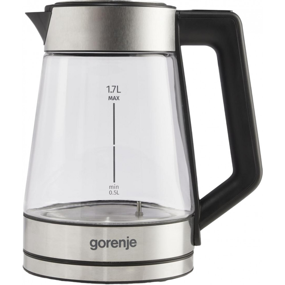 Електрочайник Gorenje 1.7л, 2,200 Вт, скло, нерж