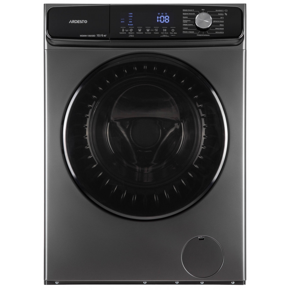 Прально-сушильна машина ARDESTO фронтальна Black Mars, 10(6)кг, 1400, А+++, 60см, дисплей, пара, інвертор, сріблястий