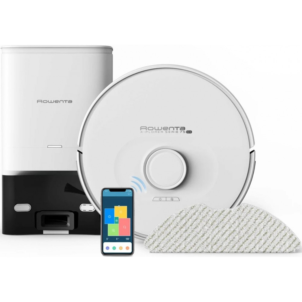 Робот-пилосос Rowenta миючий X-Plorer Serie 75 S+, 2700ПаВт, h=9.5см, 0.3л, конт пил -0.3л, автон. робота до 120хв, білий