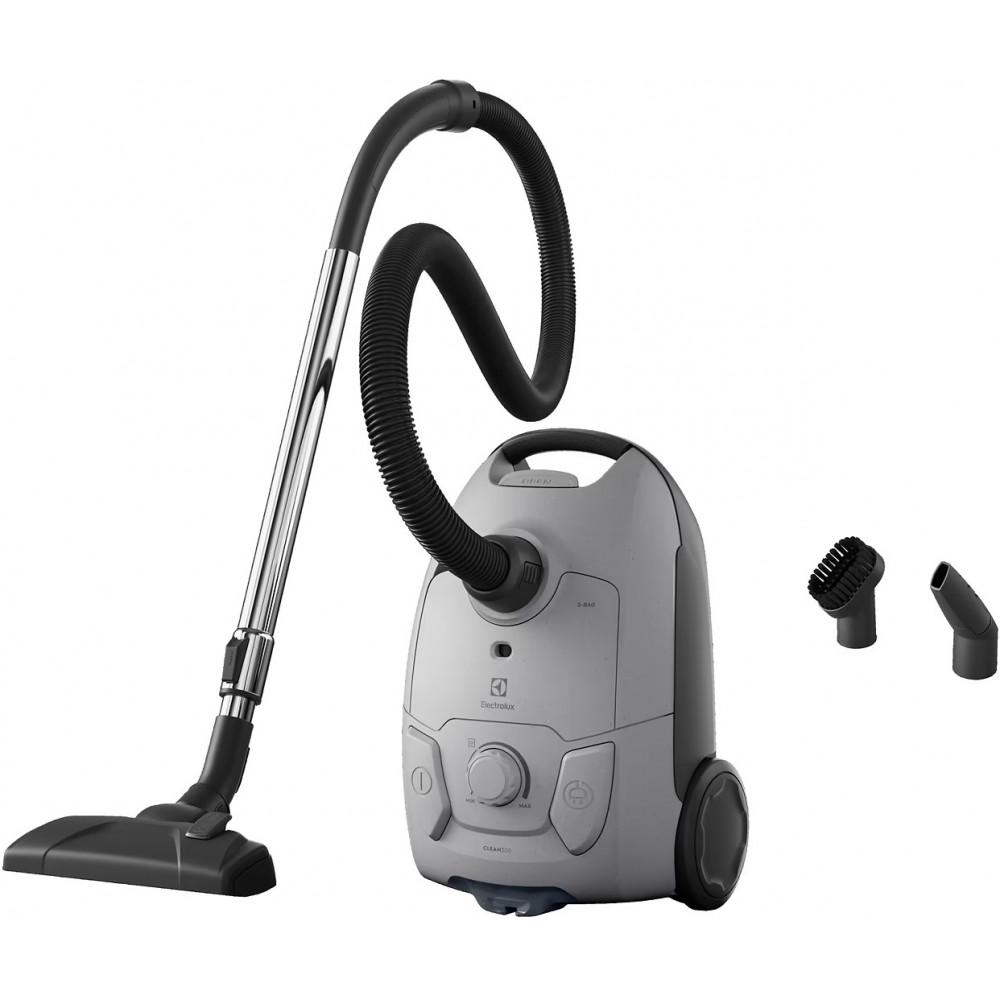 Пилосос Electrolux мішковий, 650Вт, 3л, HEPA12, s-bag, 2 насадки, сірий