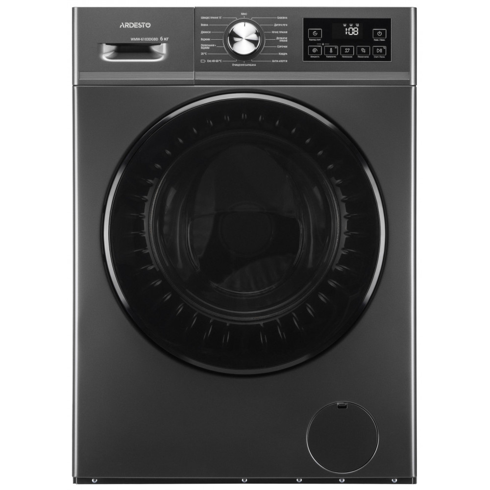 Пральна машина ARDESTO фронтальна Black Mars, 6кг, 1200, А++, 45см, дисплей, пара, сірий