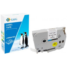 Термо-стрічка G&G до Brother 12мм ламінована, чорна на білому