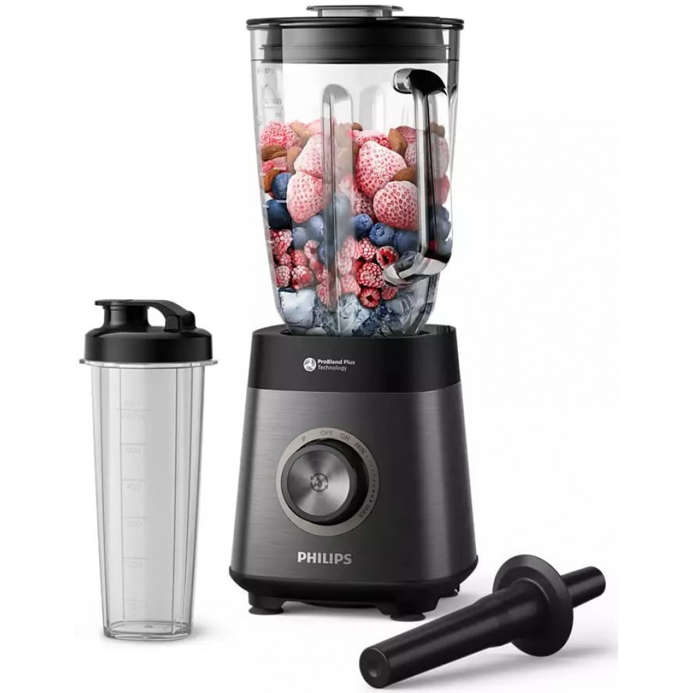 Блендер PHILIPS стаціонарний Series 5000, 1200Вт, чаша-2000мл, скло, склянка в комплекті, чорний