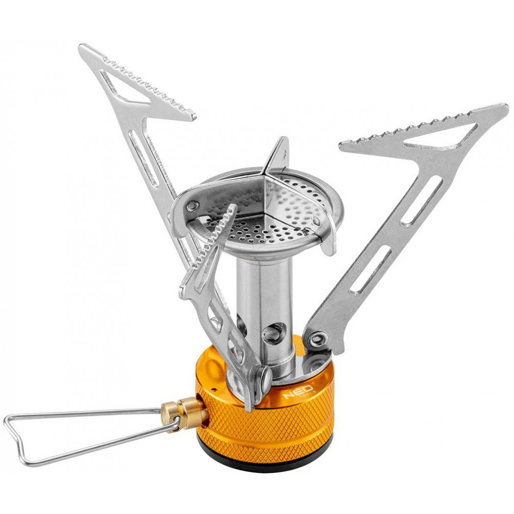 Газовий пальник Neo Tools, 123x80мм, складаний, регулювання витрати газу, вантажопідйомність до 5кг, 0.1кг