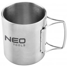 Кухоль туристичний Neo Tools, 320мл, складане руків'я, нержавіюча сталь, чохол, 0.15кг Кухоль туристичний Neo Tools, 320мл, складане руків'я, нержавіюча сталь, чохол, 0.15кг