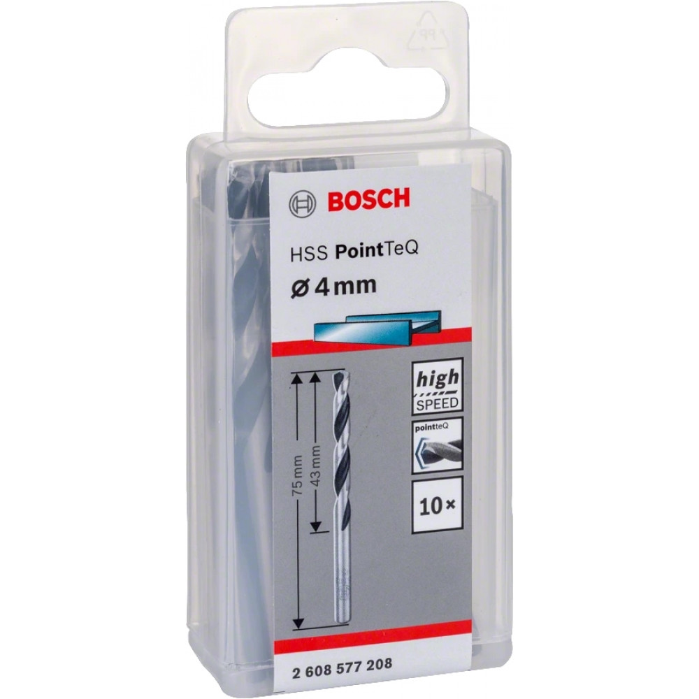 Свердло по металу Bosch Professional HSS-PointTeQ, 4х43х75мм, 10шт