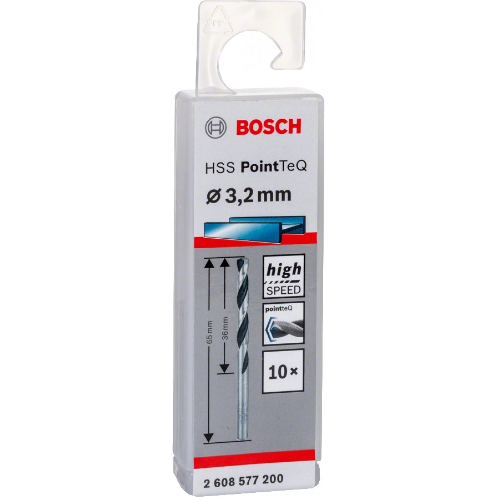 Свердло по металу Bosch Professional HSS-PointTeQ, 3.2х36х65мм, 10шт