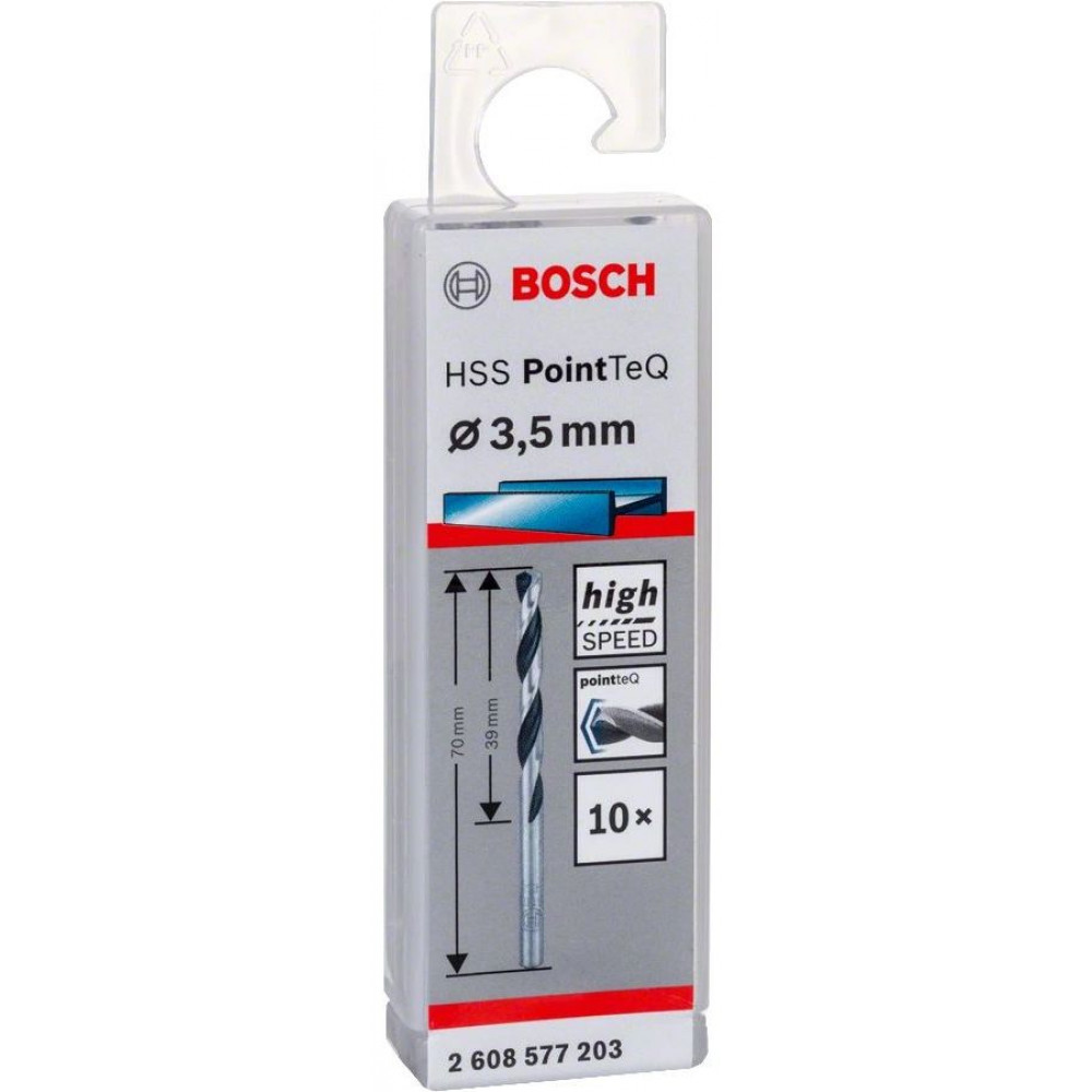 Свердло по металу Bosch Professional HSS-PointTeQ, 3.5х39х70мм, 10шт